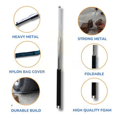 Stainless Steel Self-Defense Foldable Pointer & Safety Hiking Stick | Compact, Extendable Wand with Comfortable Grip & Nylon Bag | Ideal for Car, Office, Indoor & Outdoor Use GenzVybs