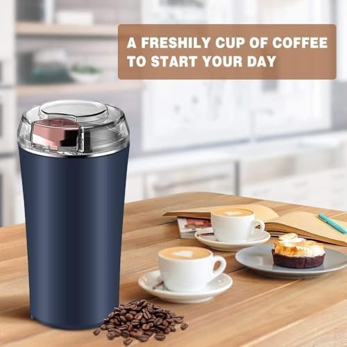 4-Blade Electric Coffee & Spice Grinder – Stainless Steel Portable Mixer for Masala, Herbs, Dry Spices & Nuts – Push Button Control, Compact & Durable for Home Kitchen